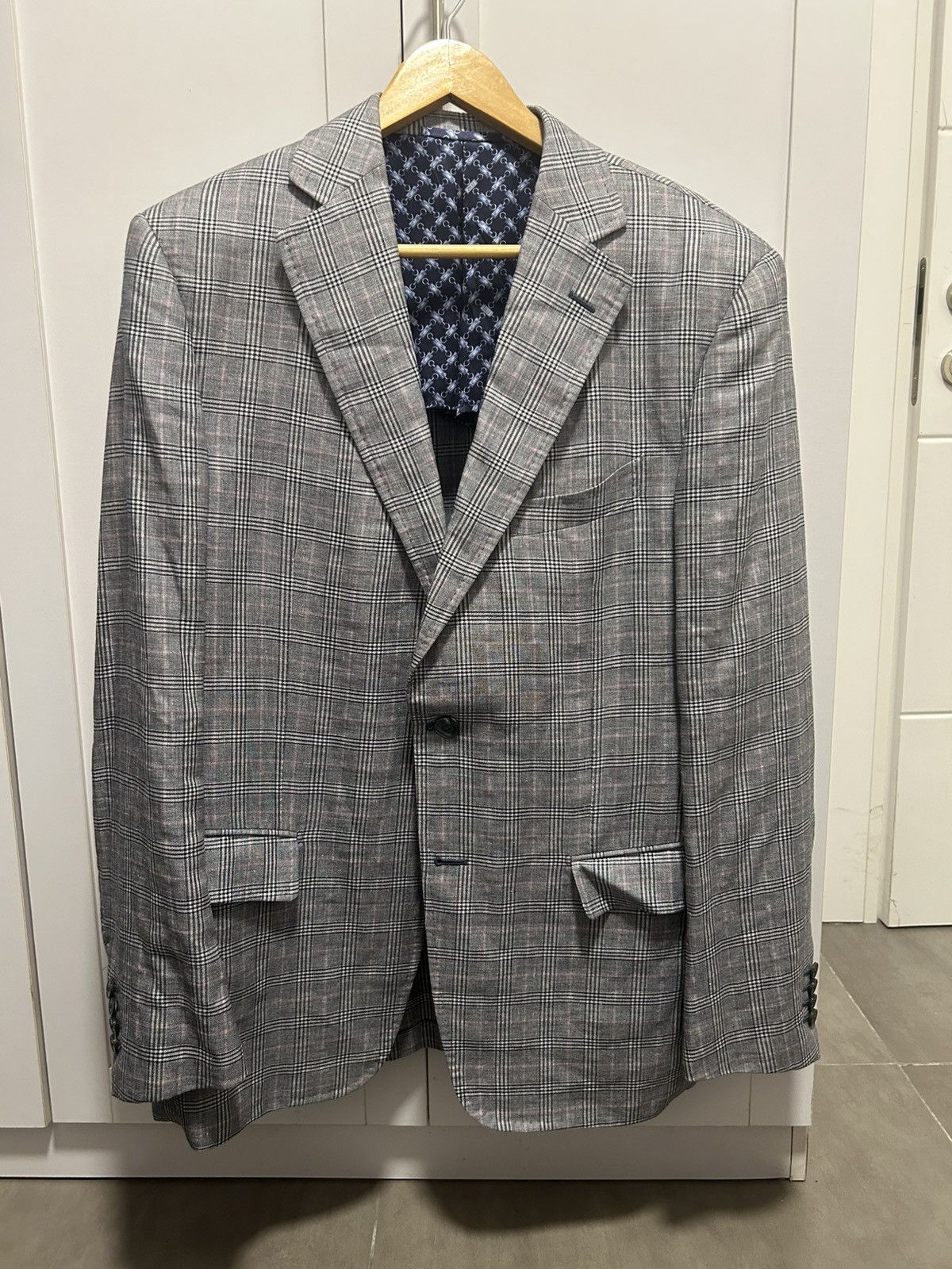 Zilli Mens Grey Blazer Size 54 Linen/Wool/Silk
