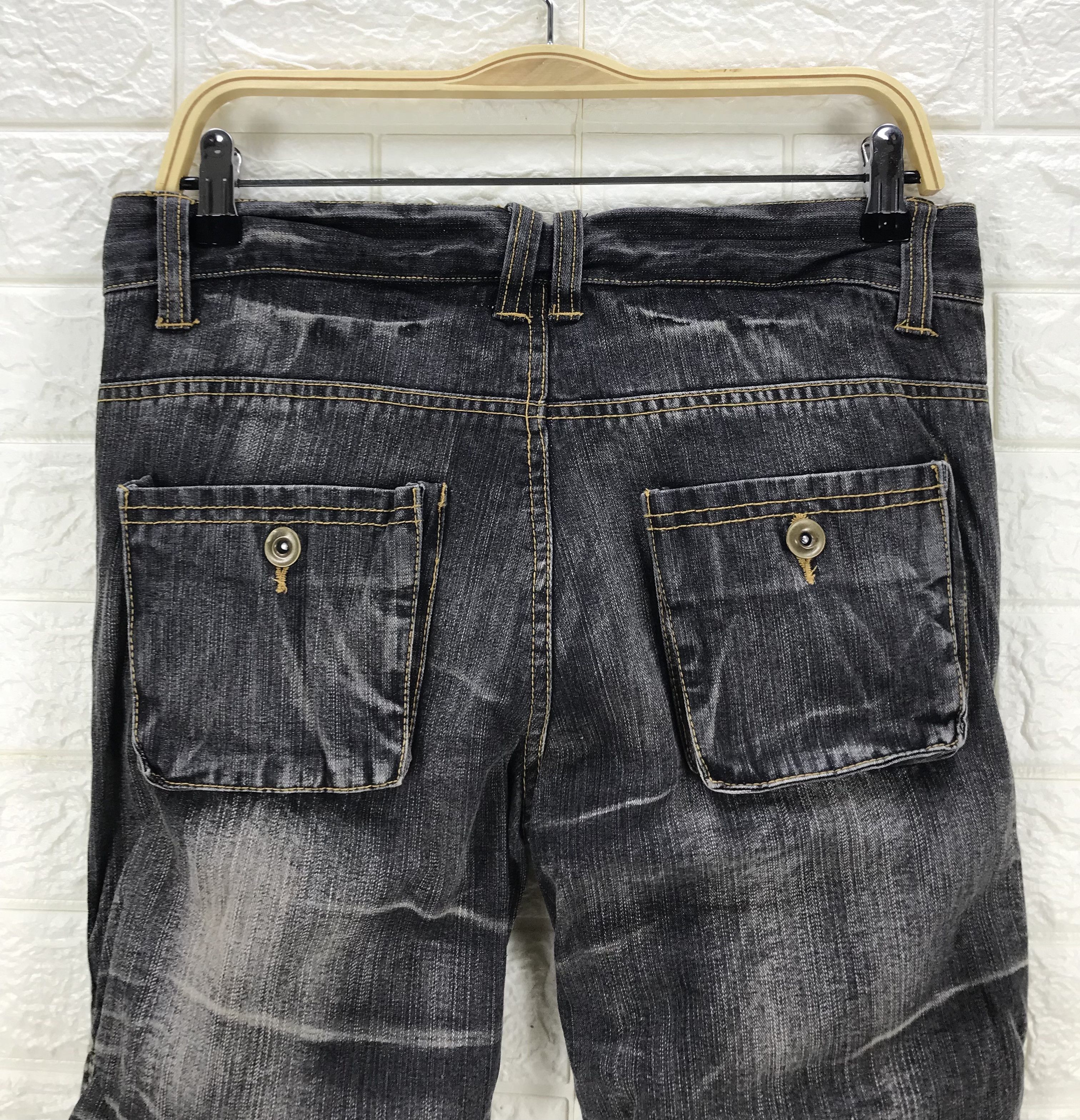 Japanese Brand Japanese Halham Punk Style Faded Black Wrinkle Leg Jeans Size US 32 / EU 48 - 6 Thumbnail
