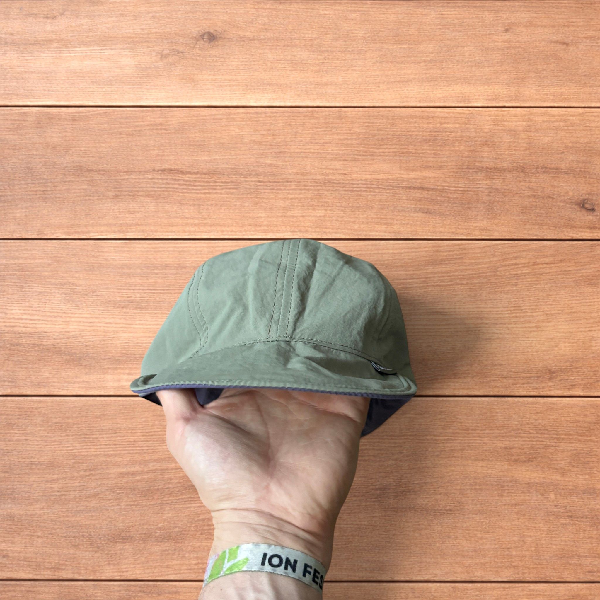 Japanese Brand Reversible military pilot trapper hat in green/purple. Size ONE SIZE - 7 Thumbnail