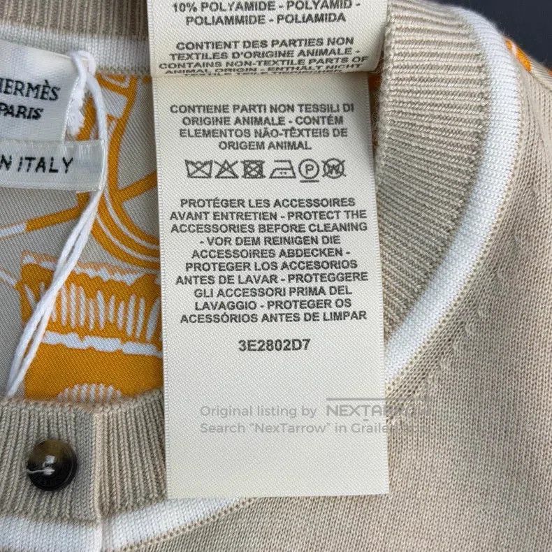 Hermes Hermes Khaki Wool Mulberry Silk Patchwork Design Cardigan Size XS / US 0-2 / IT 36-38 - 6 Thumbnail