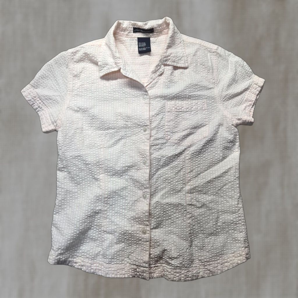 Bill Blass VINTAGE Bill Blass Jeanswear Shirt Womens Size M Pink Short Sleeve Button-Up Adult Womens Shirt Pink Bill Blass 90s Size M / US 6-8 / IT 42-44 - 1 Thumbnail
