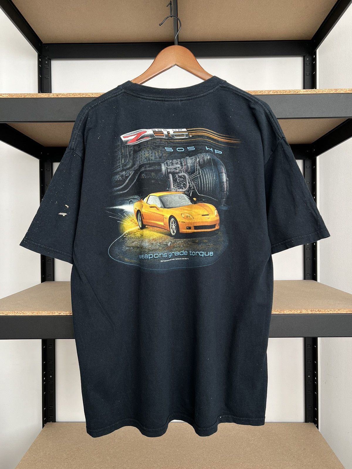 Vintage Vintage 2000s Chevrolet Corvette Z06 505 HP Black T-shirt Size US XL / EU 56 / 4 - 2 Thumbnail
