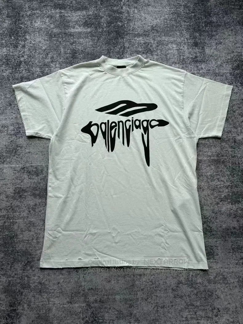 Balenciaga Balenciaga New Melted Logo Distressed Tee. Size US XS / EU 42 / 0 - 1 Thumbnail