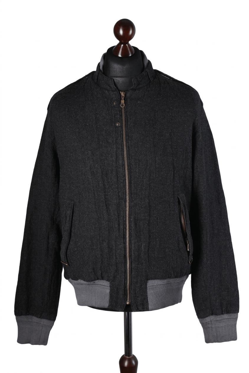 GF Ferre GF Ferre Itierre Wool Blend Full Zip Bomber Jacket Charcoal Size US M / EU 48-50 / 2 - 1 Thumbnail