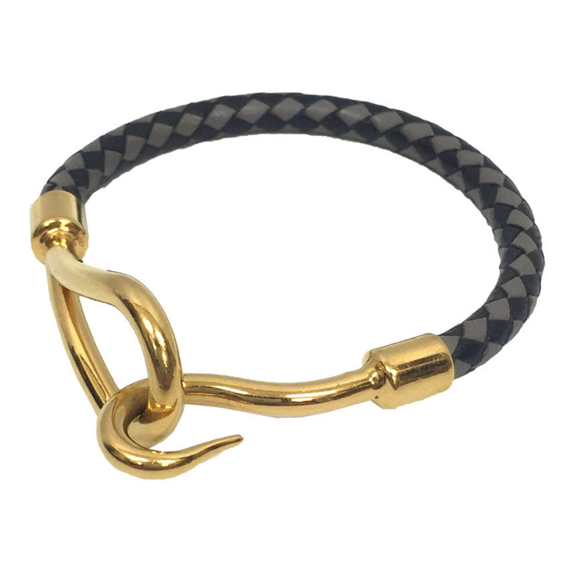 Hermes Hermes Jumbo Bracelet, Leather, Intrecciato, Men's/Women's/Unisex, Black x Gray Size ONE SIZE - 1 Thumbnail