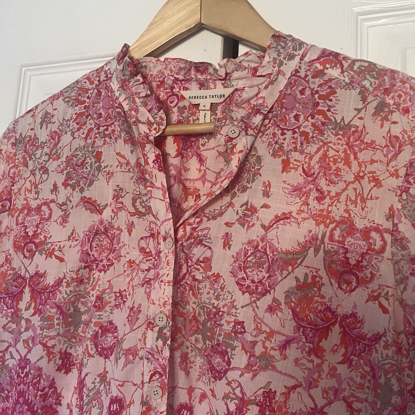 Rebecca Taylor Women’s Rebecca Taylor Pink Floral Blouse Size 6 Size M / US 6-8 / IT 42-44 - 2 Thumbnail
