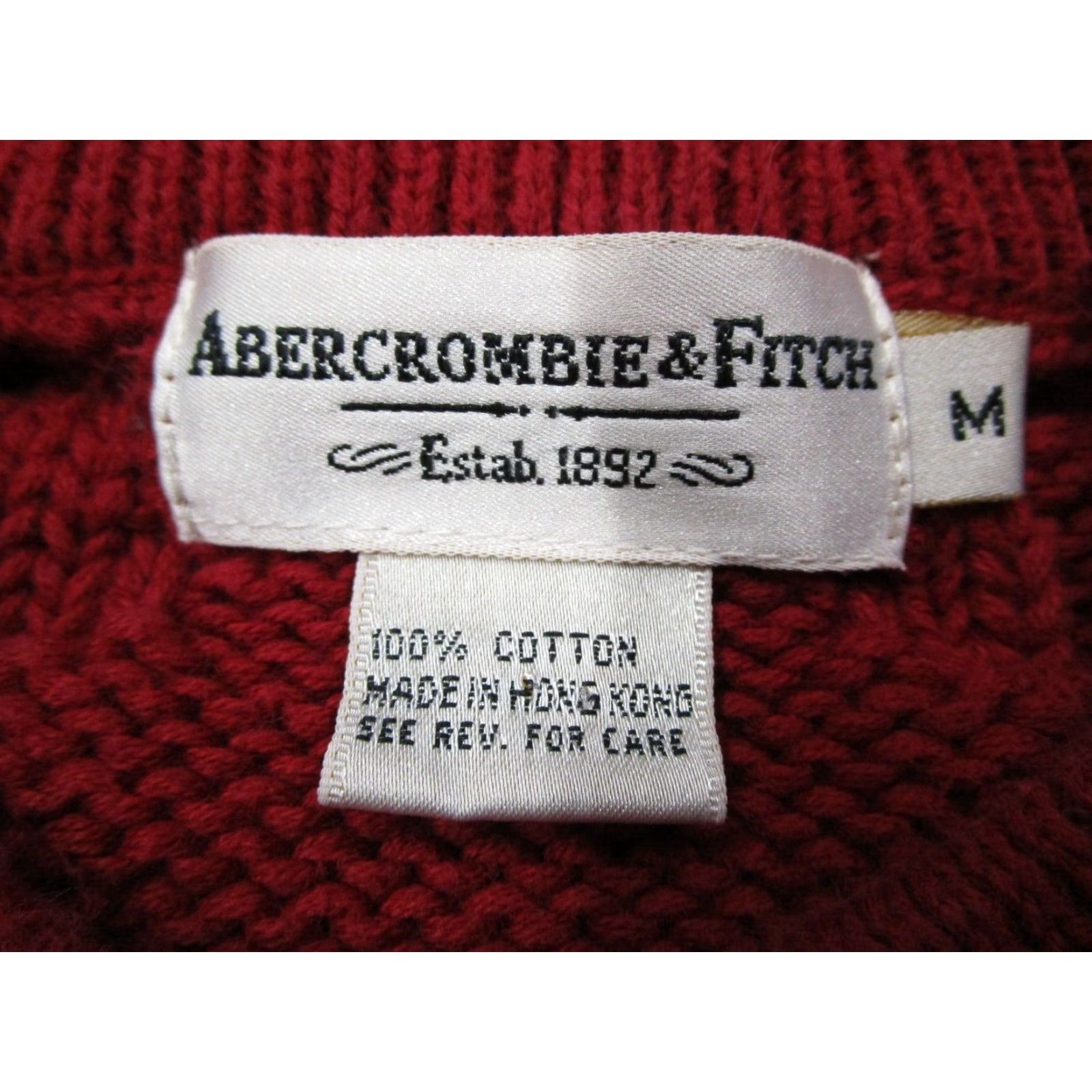 Abercrombie & Fitch VINTAGE Abercrombie & Fitch Sweater Mens Medium Red Wool Cable Knit Pullover 90s Fall Winter Casual Size US M / EU 48-50 / 2 - 3 Thumbnail