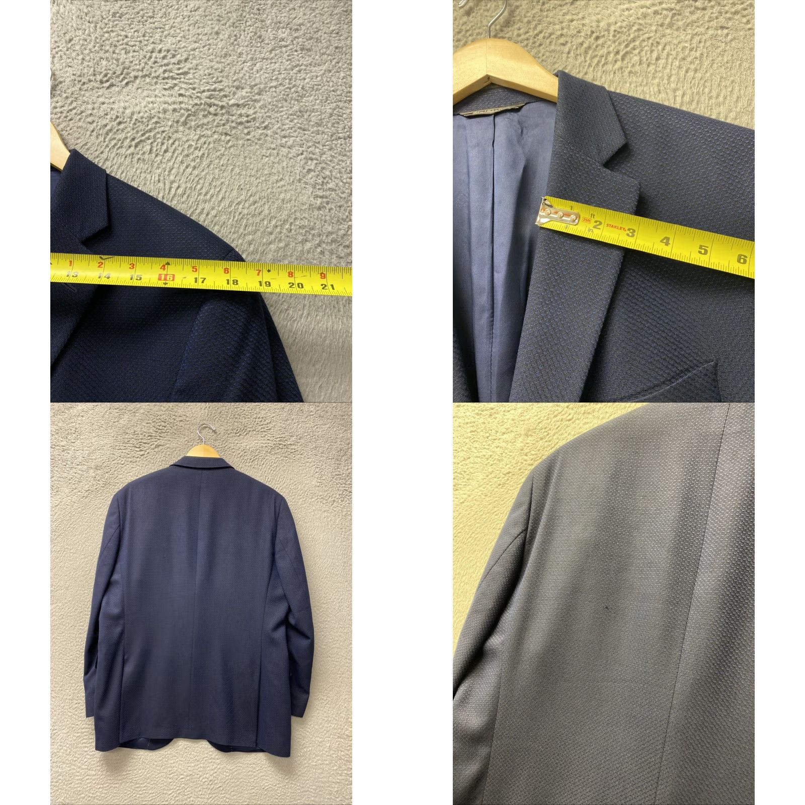 Vintage VINTAGE Savile Row Men's Blazer Jacket Sport Coat 42R Navy Viscose Bamboo Formal Suit Size 42R - 8 Thumbnail
