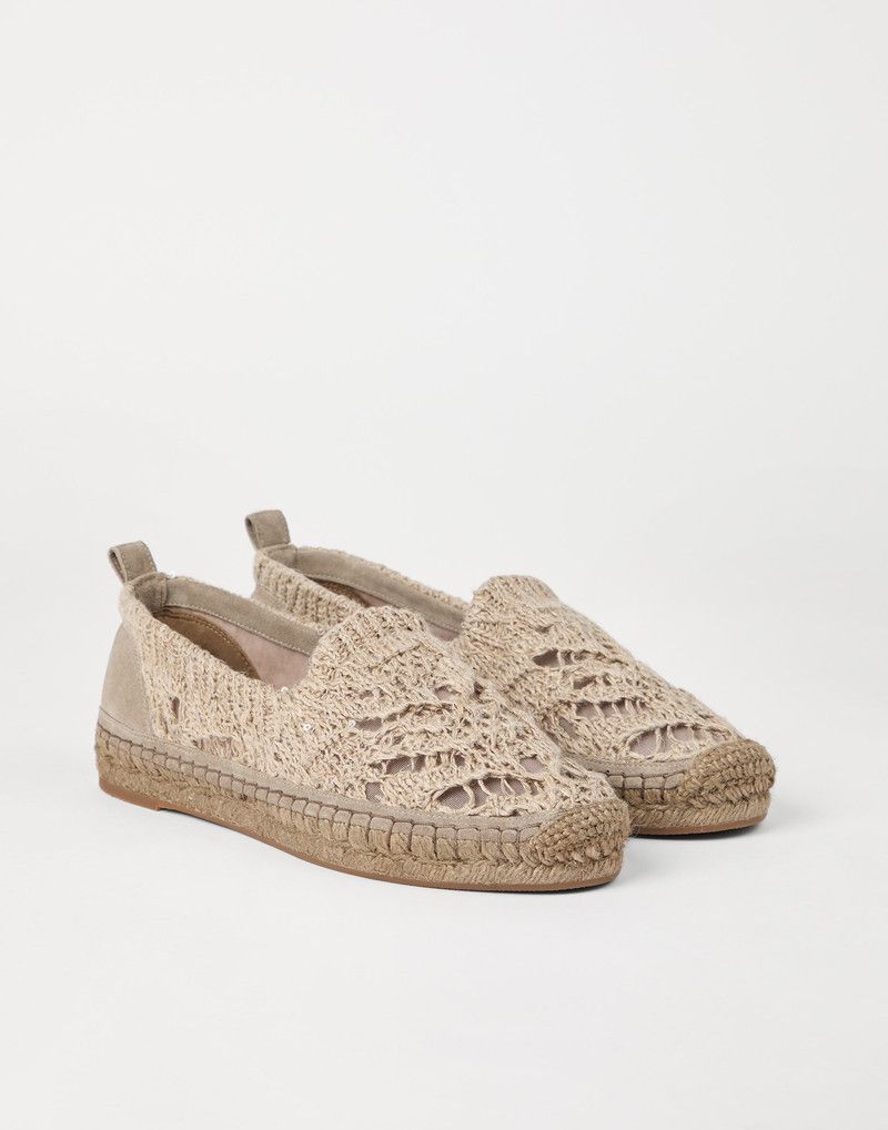 Brunello Cucinelli o1la1rc1a0326 Dazzling Foliage Suede Espadrilles Flats Beige Size US 9 / IT 39 - 5 Thumbnail