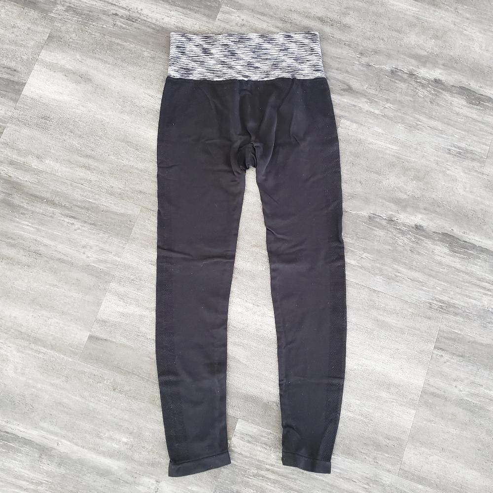 Designer Black Grey Band Detailed Thin Legging Size 32" / US 10 / IT 46 - 2 Thumbnail
