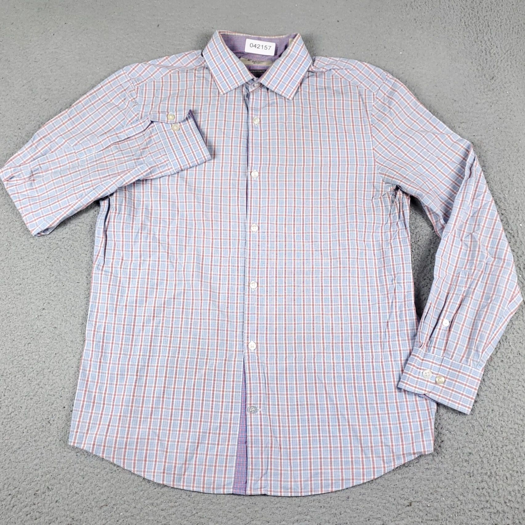 Original Penguin Original Penguin Shirt Adult 15.5 Blue Plaid Dress Shirt Long Sleeve Button Up Cotton Mens Size 40R - 2 Thumbnail