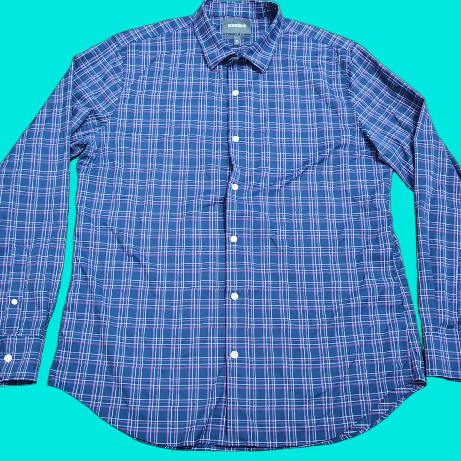 Bonobos Bonobos Performance Shirt Slim XL Long Sleeve Plaid Button-Up Men’s Multicolor Blue Purple Size US XL / EU 56 / 4 - 1 Thumbnail
