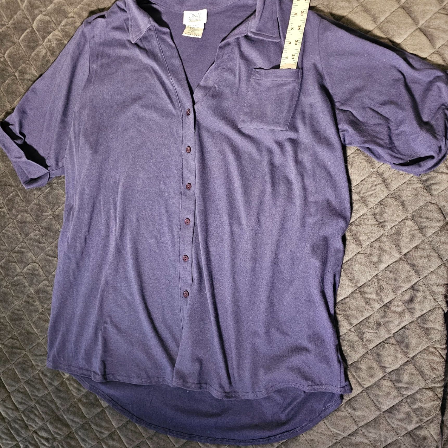 Vintage Only Necessities Women's Button-Down Blouse Shirt 1X Purple 3/4 Sleeve Pocket Casual Polka Dot Image: N/A Size XL / US 12-14 / IT 48-50 - 7 Thumbnail