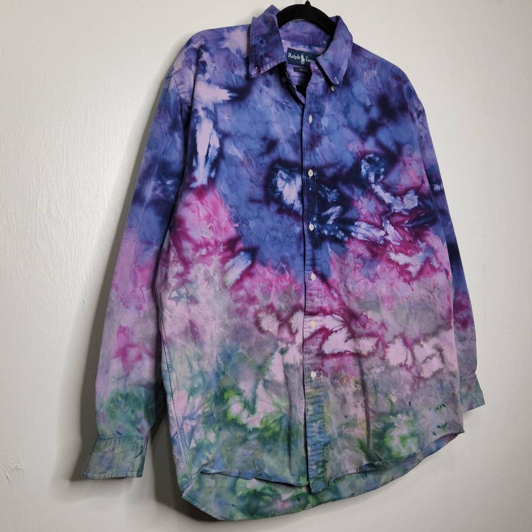 Ralph Lauren Vintage Ralph Lauren Custom Ice Tie Dye Button Shirt Art Size US M / EU 48-50 / 2 - 3 Thumbnail