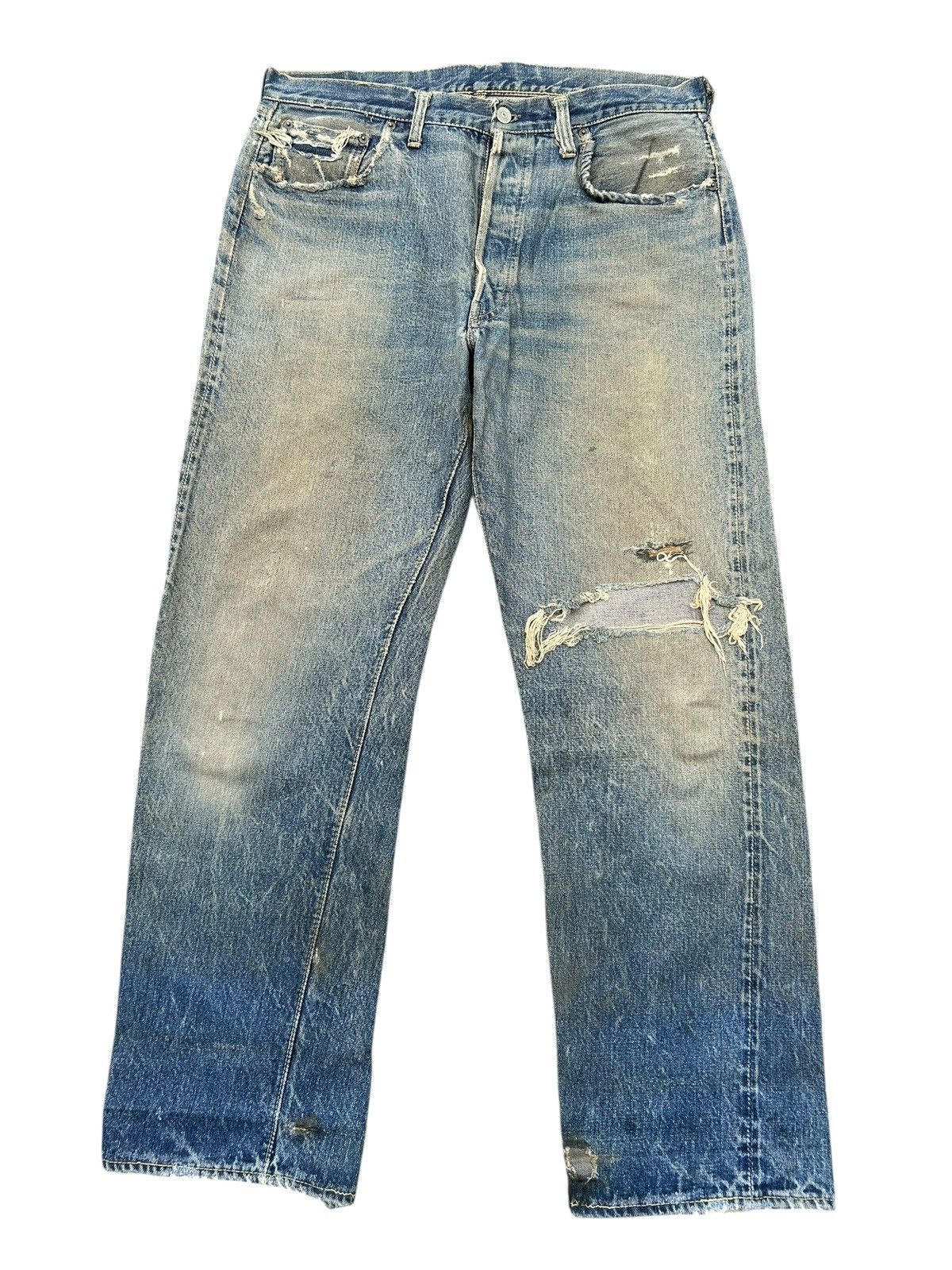 Levi's 50s Vintage Levis big E Hidden Rivet Thrashed Denim Jeans Size US 35 - 4 Thumbnail