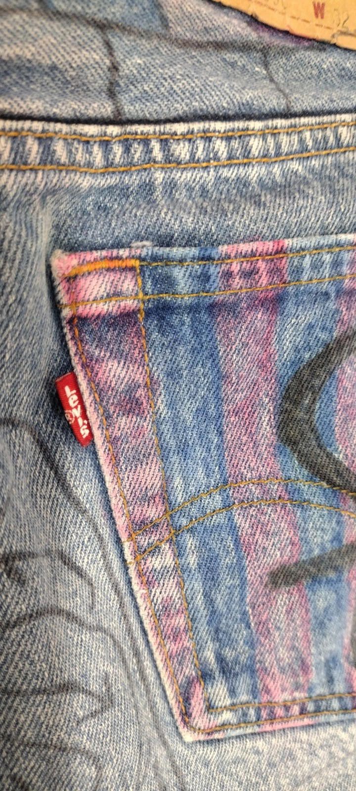 Levi's Levis Denim 90s 501 0000 y2k RARE hand drawn rock bands 32 Size US 32 / EU 48 - 11 Thumbnail