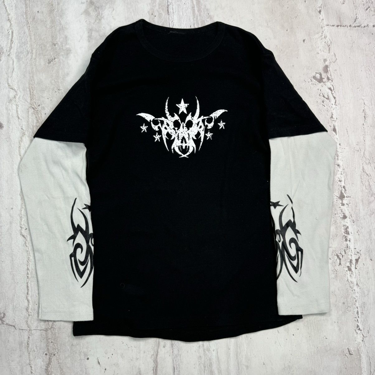 Tribal Streetwear × Vintage Vintage Tribal Longsleeve 90s Rave Metal Drain Satanic Demon Size US L / EU 52-54 / 3 - 3 Thumbnail