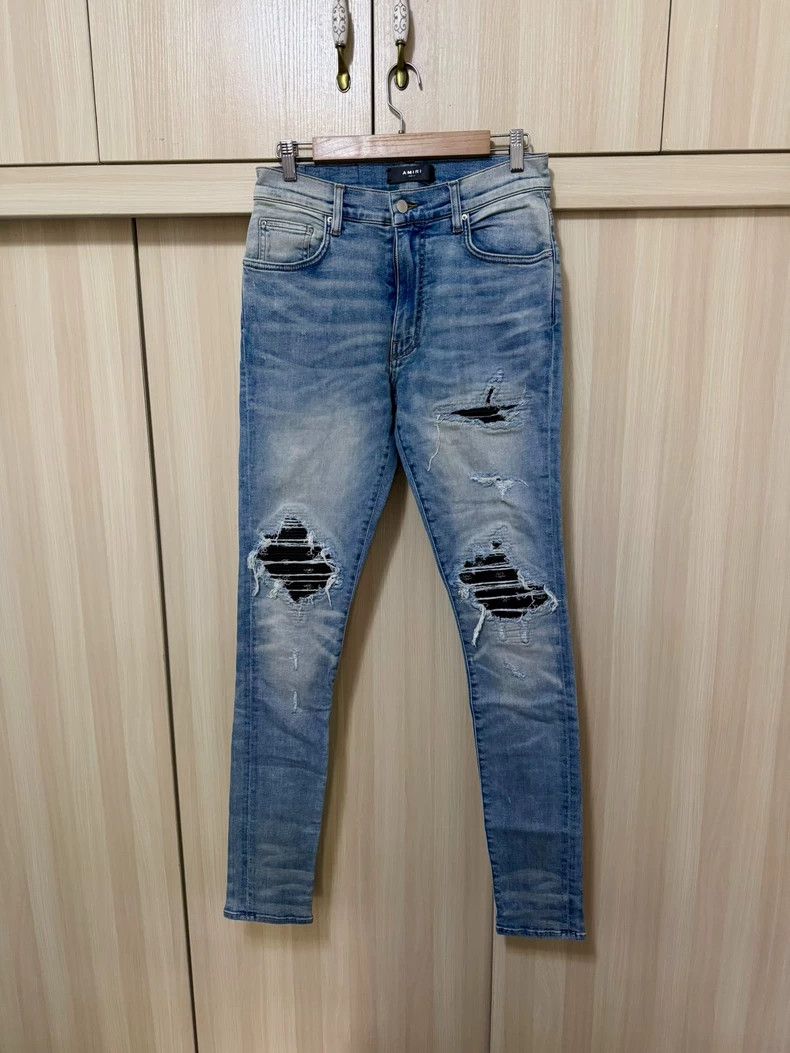 Amiri Amiri 17ss OG Cashew Flower Mx1 Stitched Blue Jeans 2501-Ne Size US 31 - 1 Thumbnail
