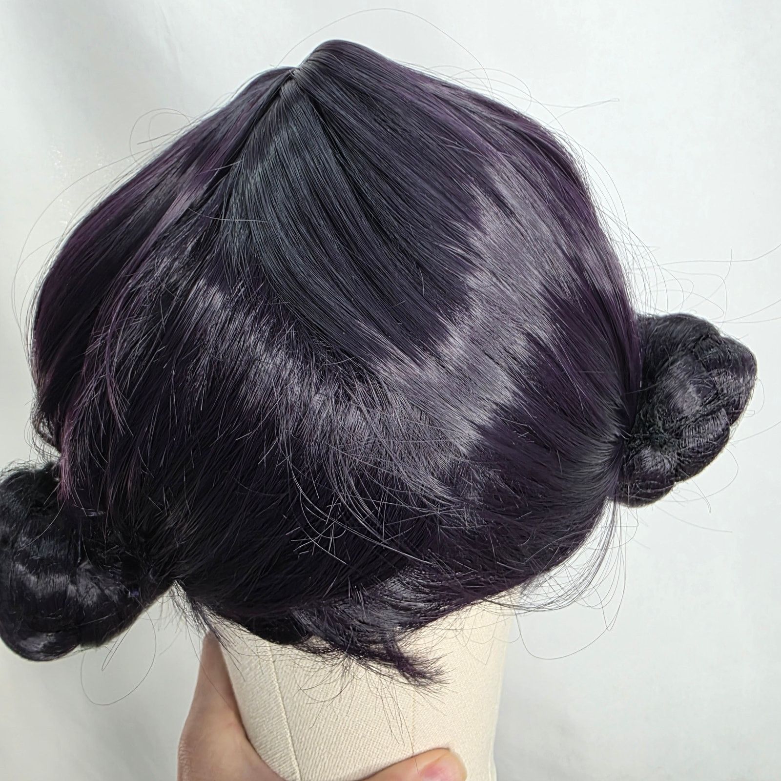 Other Short Black Purple Cosplay Wig with 2 Buns for Women Size ONE SIZE - 5 Thumbnail