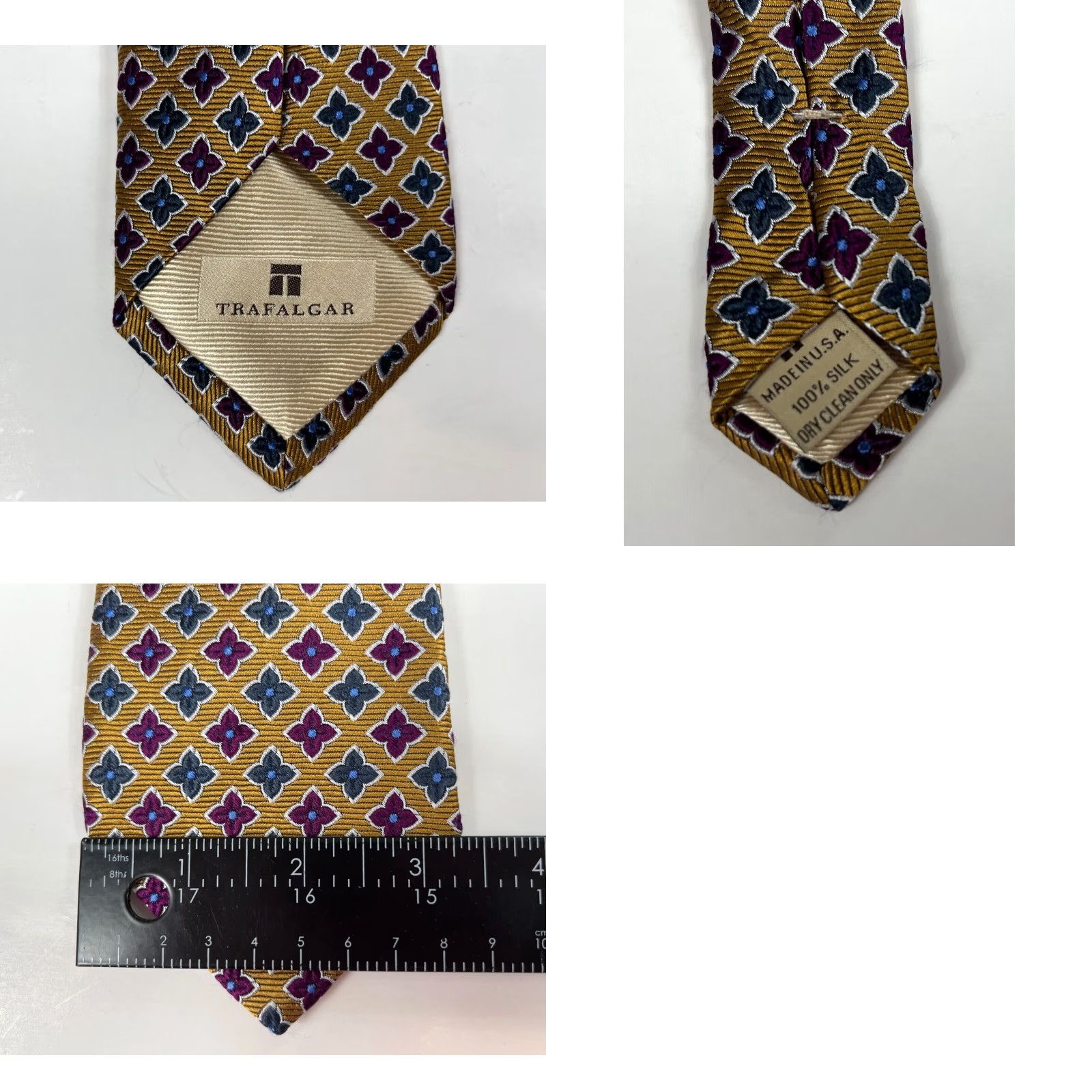 Vintage Trafalgar Men's Woven Silk Tie Made in USA Size ONE SIZE - 8 Thumbnail