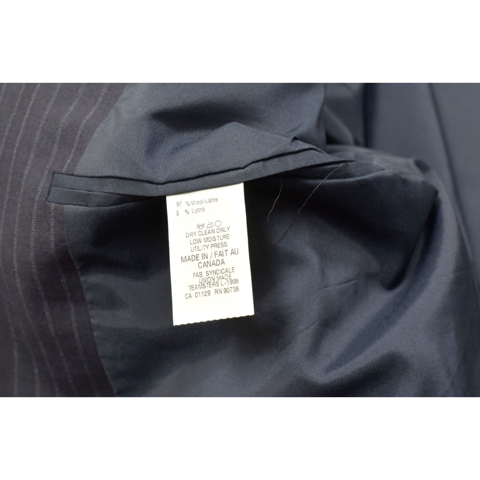 Ralph Lauren Ralph Lauren Men's Blazer 44L Navy Pinstripe Wool Lycra 2-Button Front Notch Lapel Single-Vented Long Jacket Coat Size 44R - 8 Thumbnail