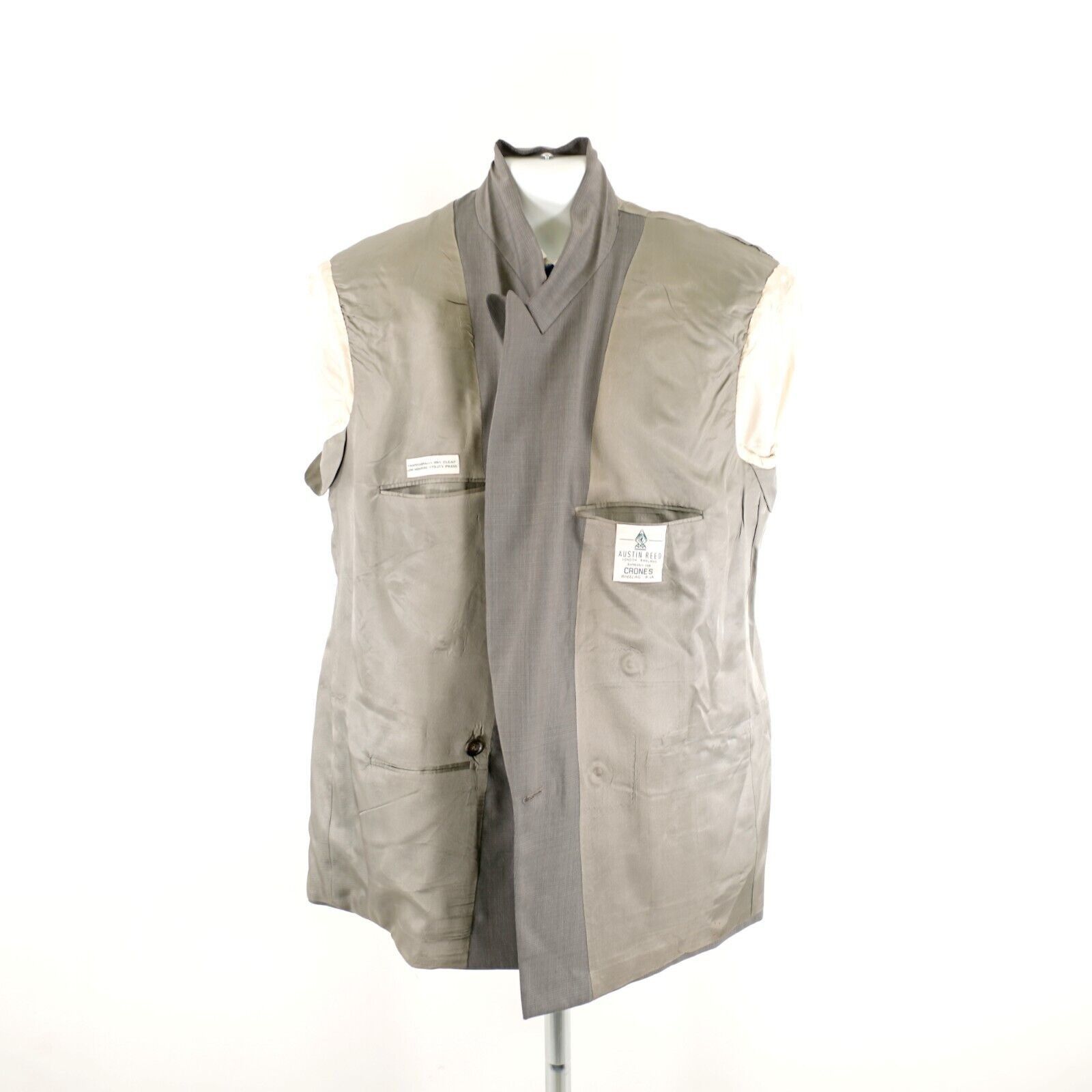 Austin Reed Austin Reed Wool Gray Plaid Double Breasted 2 Piece Suit 42L Size 42L - 16 Thumbnail