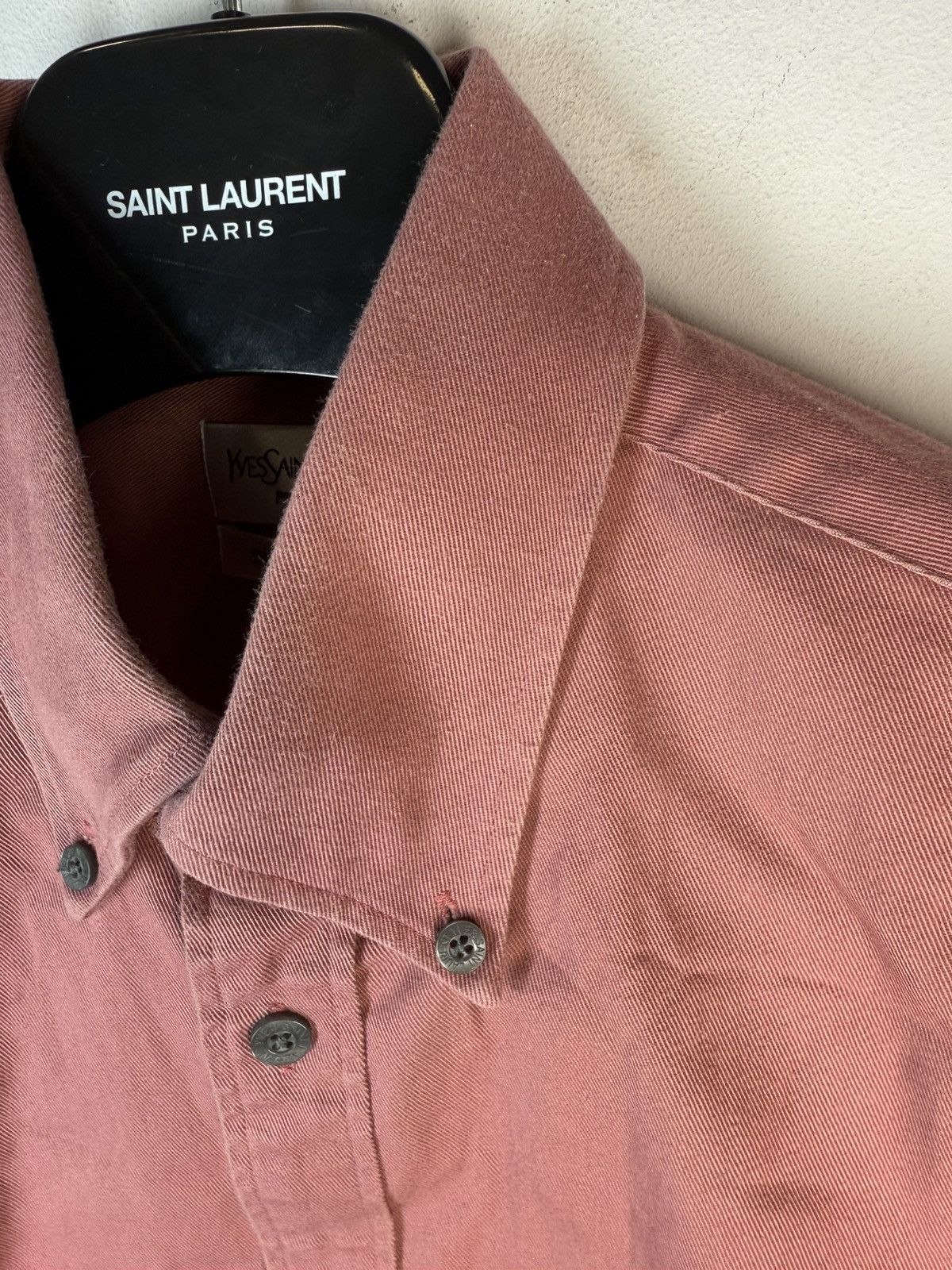 Yves Saint Laurent Pinky Heavy YSL Shirt Cotton Size US M / EU 48-50 / 2 - 12 Thumbnail