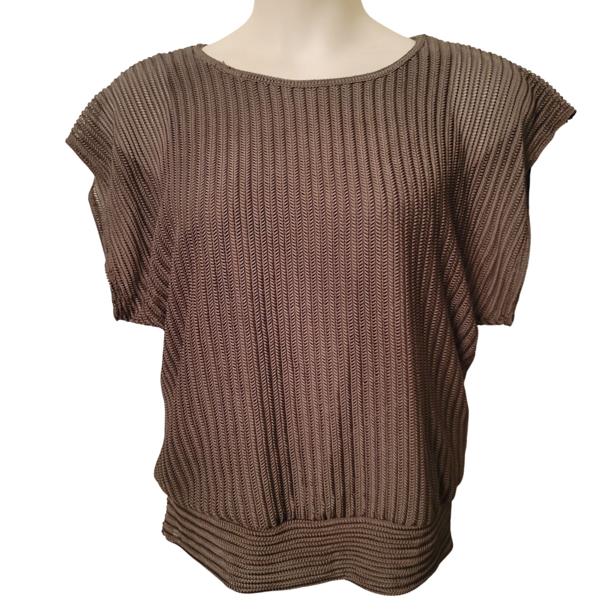 Other IN Studio Textured Top L USA Cap Sleeve Fall Autumn Green Size L / US 10 / IT 46 - 1 Thumbnail