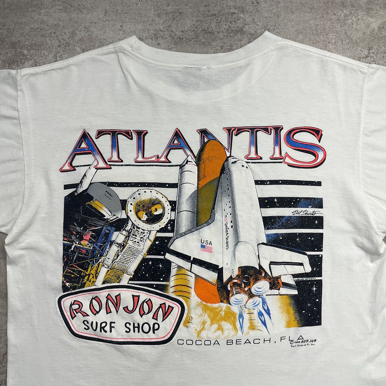 Ron Jon Surf Shop × Vintage 1989 RON JON Pocket T-Shirt Space Shuttle NASA Graphic Size US XL / EU 56 / 4 - 4 Thumbnail