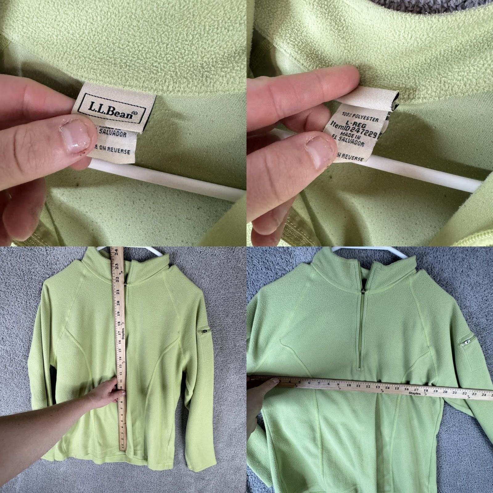 Vintage L.L.Bean Fleece Jacket Womens Large Green 1/4 Zip Pullover Soft Warm Outdoor Jacket Womens L Green 1/4 Zip Fleece Lightweight Casual Travel Size L / US 10 / IT 46 - 8 Thumbnail