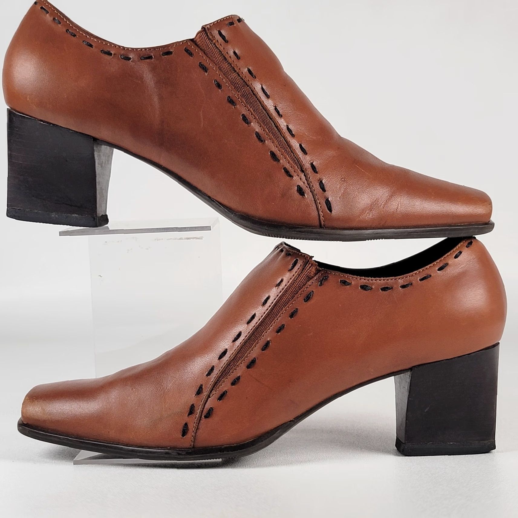 Worthington Worthington Heeled Bootie Shoe Women's 7.5 Leather Brown Square Toe Slip On Block Heel Mid Calf Ankle Bootie Modern Casual Business Size US 8 / IT 38 - 5 Thumbnail