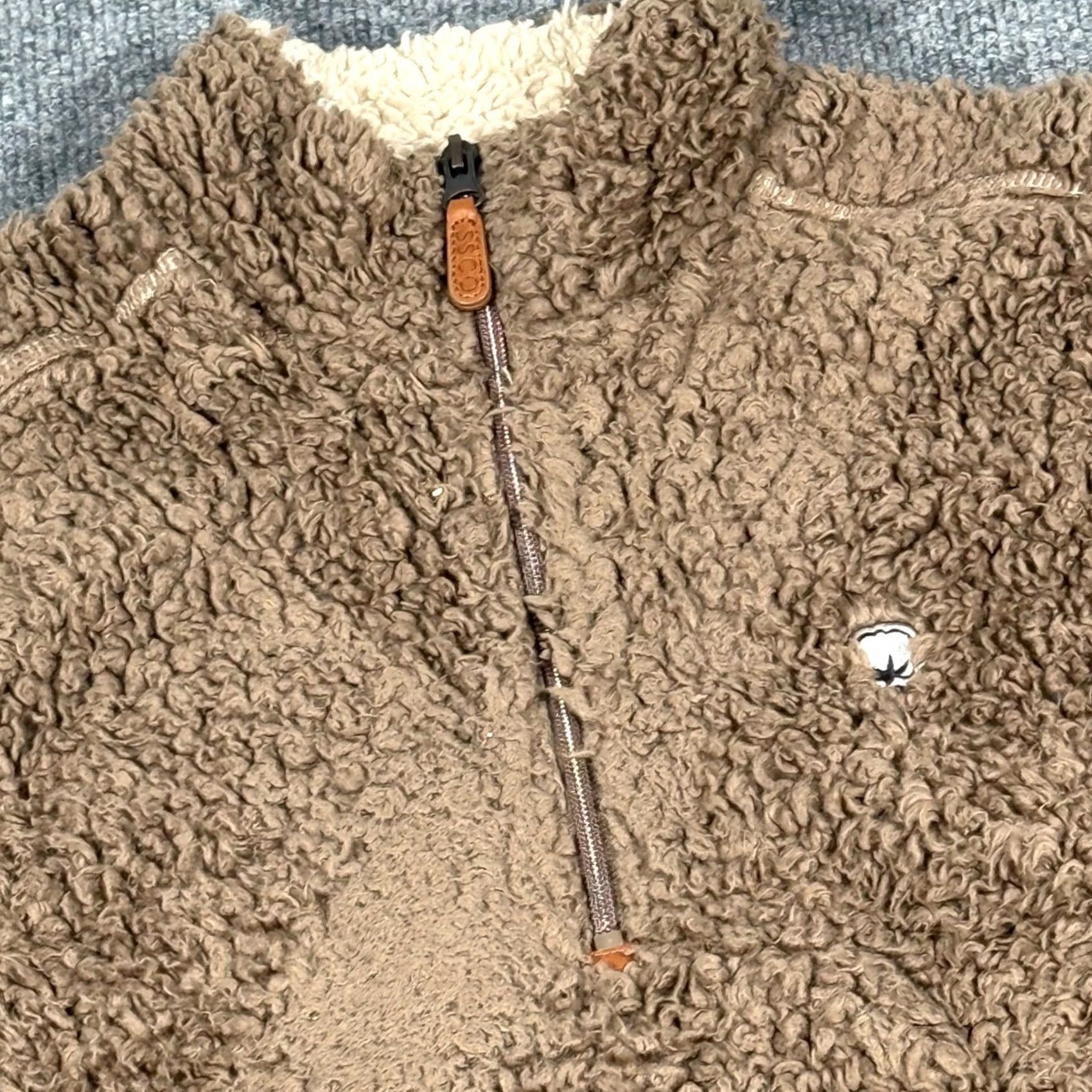 Vintage Sherpa Quarter Zip Fleece Pullover Small Brown Pockets Fall Winterwear Cabincore Size S / US 4 / IT 40 - 3 Thumbnail