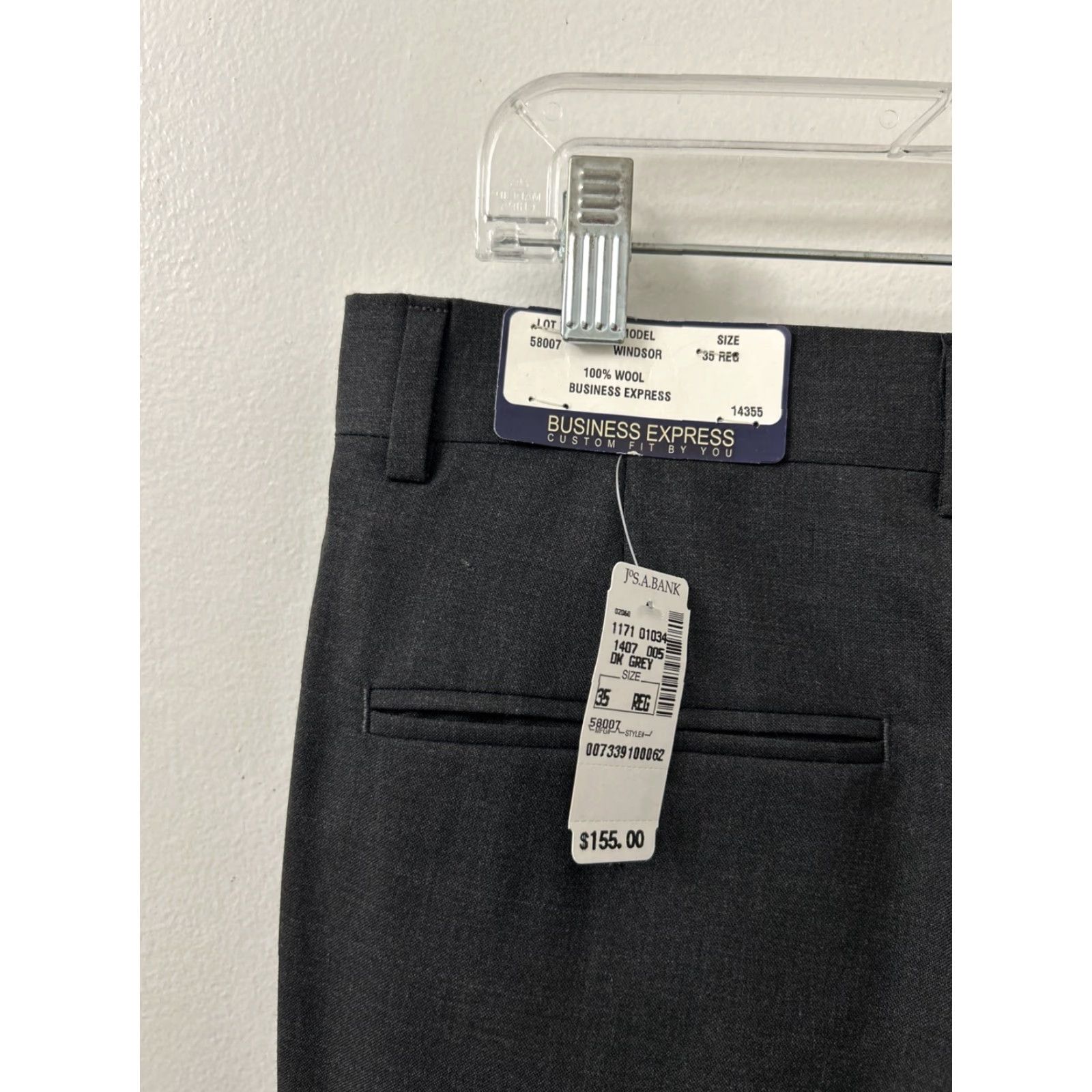 Jos. A. Bank VINTAGE? No. Jos A Bank Pants 35x37 Dark Gray Windsor 100% Wool Pleated YKK NWT Msrp Size US 35 - 7 Thumbnail