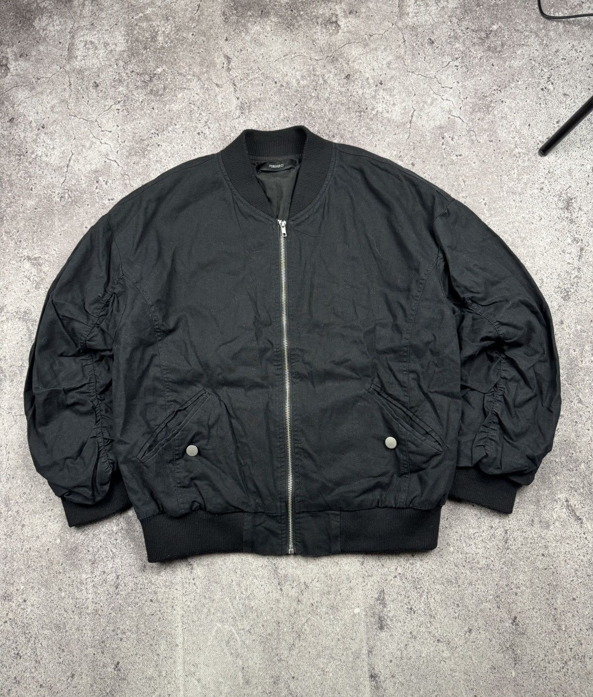 Japanese Brand VTG Avant Garde Rick Owens Style Washed Bomber Jacket 90s Size US S / EU 44-46 / 1 - 1 Thumbnail