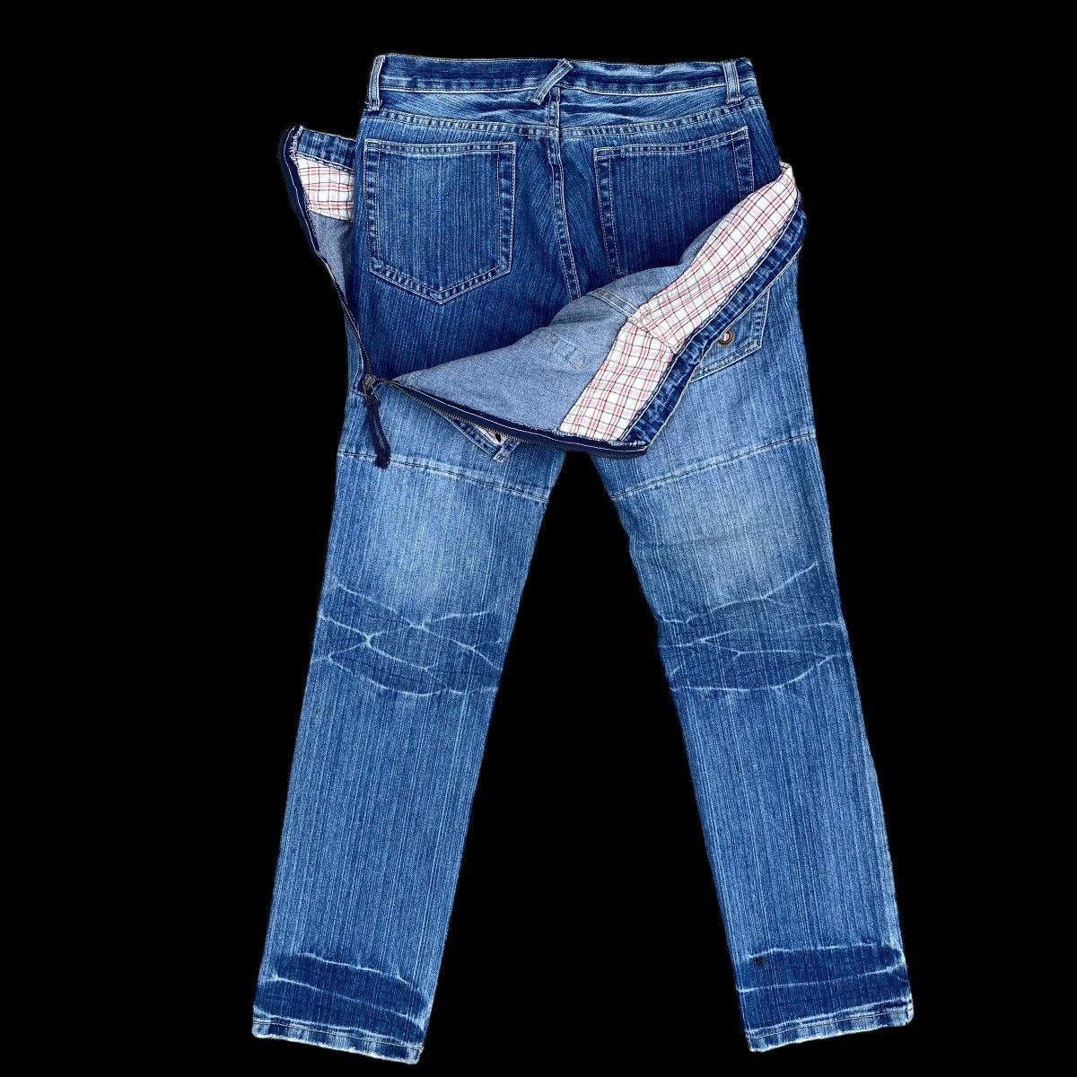 Hysteric Glamour × Japanese Brand Crazy Double Waist Thrashed Denim Jeans Size US 31 - 3 Thumbnail