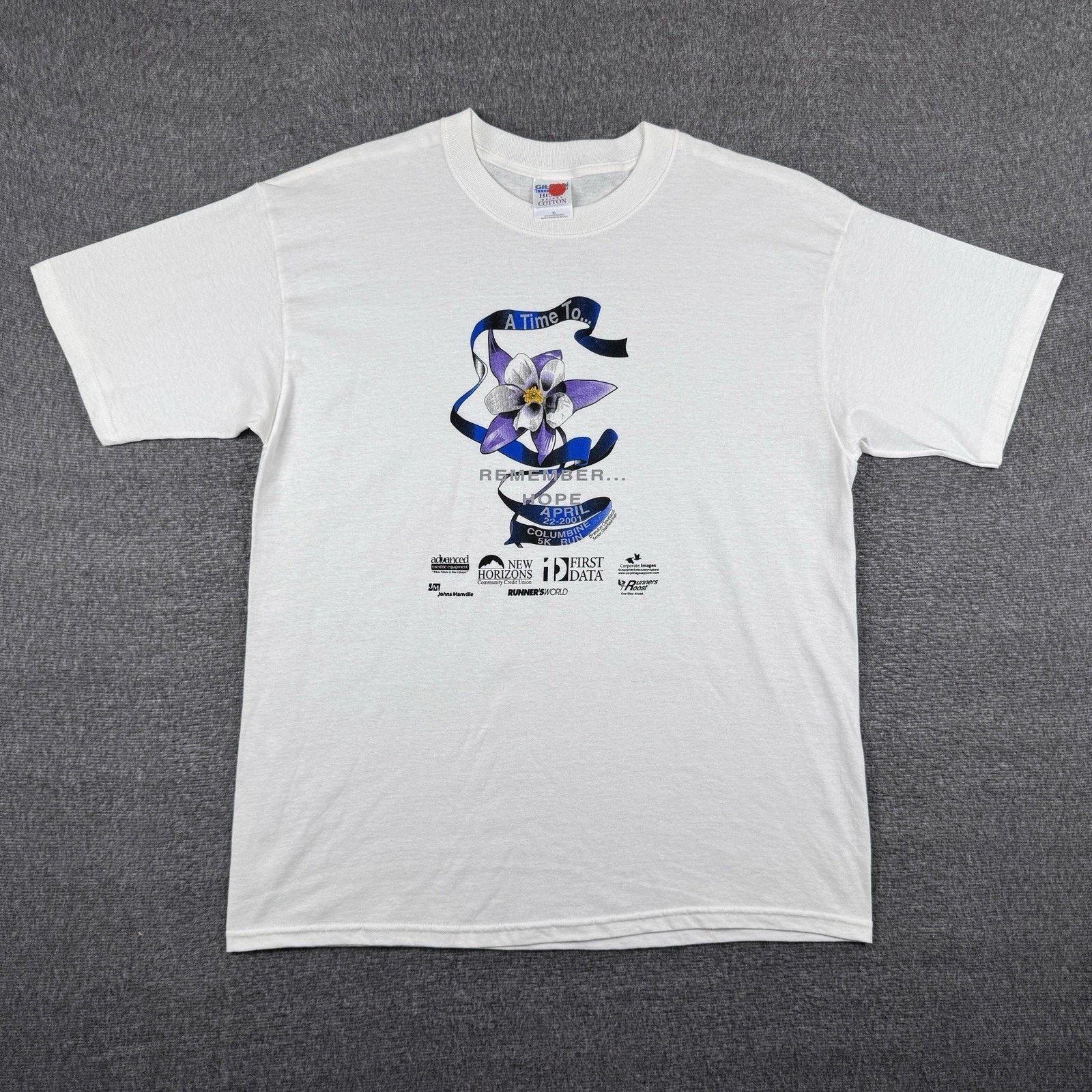 Gildan Vintage Columbine Memorial 5k Run T-Shirt Men’s XL White Size US XL / EU 56 / 4 - 1 Thumbnail