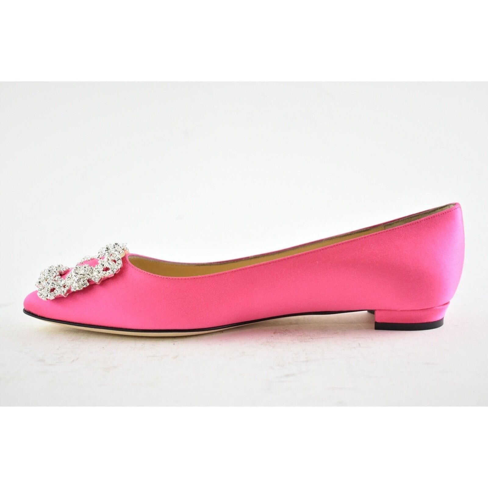 Manolo Blahnik Hangisi Satin Silver Jewel Buckle Ballerina Ballet Flat 36 Size US 6 / IT 36 - 7 Thumbnail