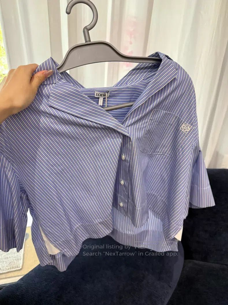 Loewe Loewe Striped Logo Short Sleeve Shirt - Cotton Size XS / US 0-2 / IT 36-38 - 1 Thumbnail