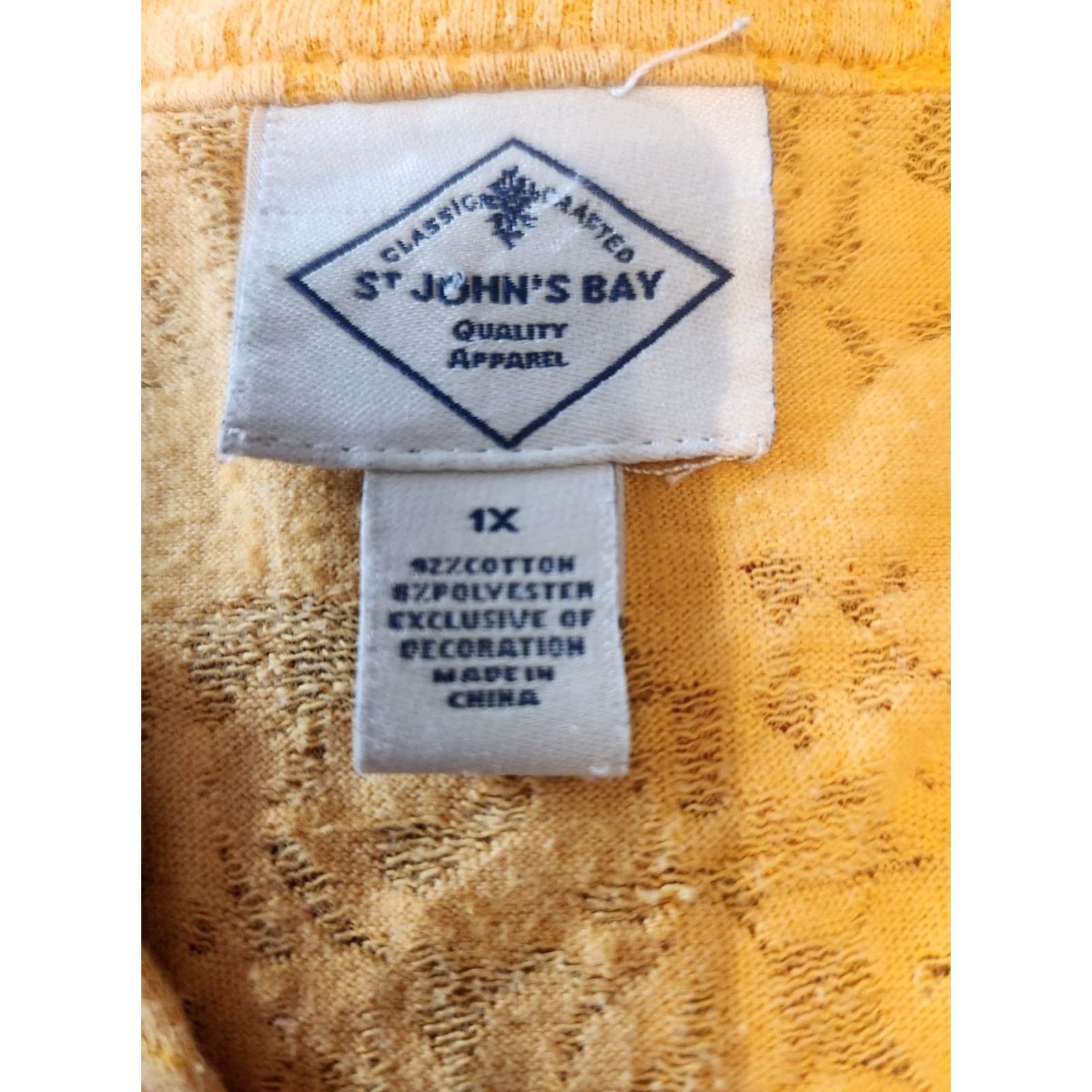 Vintage St. John's Bay Yellow Textured Floral Pleated Peasant Blouse 1X Womens Casual Size XL / US 12-14 / IT 48-50 - 6 Thumbnail