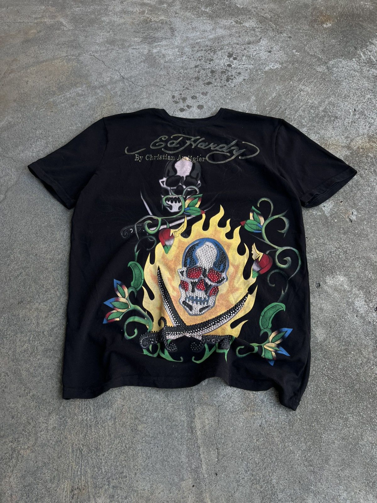 Ed Hardy Ed Hardy Christian Audigier Big Logo T-shirt Full Print Y2k Size US L / EU 52-54 / 3 - 1 Thumbnail
