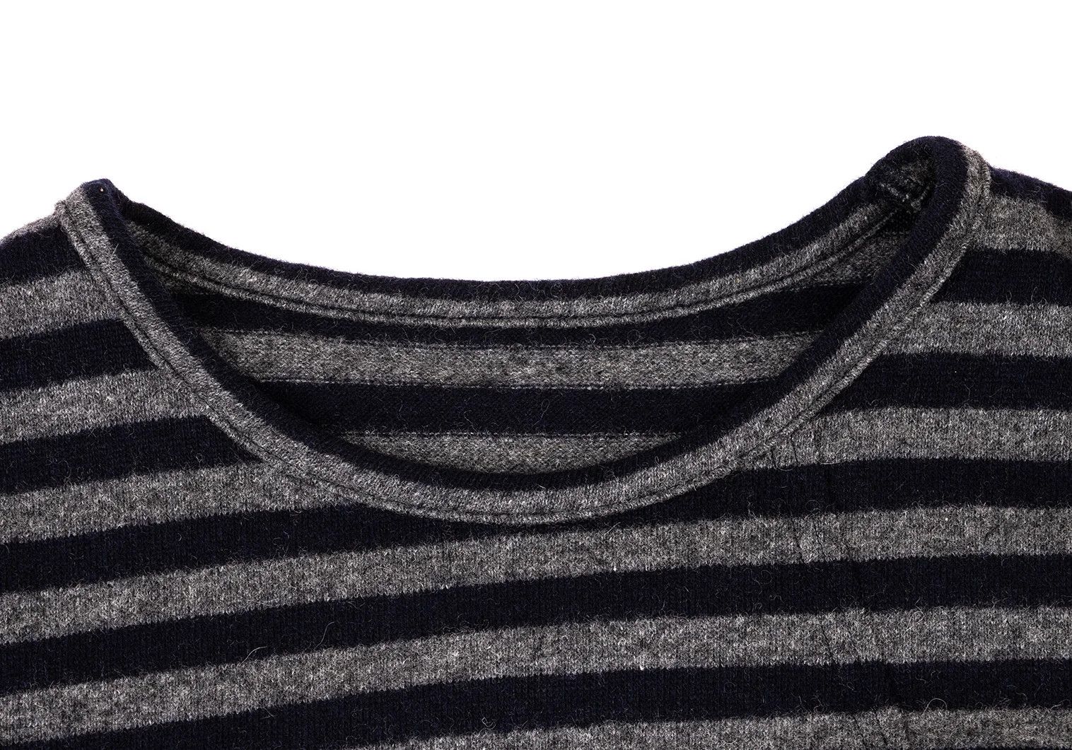Yohji Yamamoto Altered Hem Striped Knit Top in Navy Gray Size 3 Size US M / EU 48-50 / 2 - 3 Thumbnail
