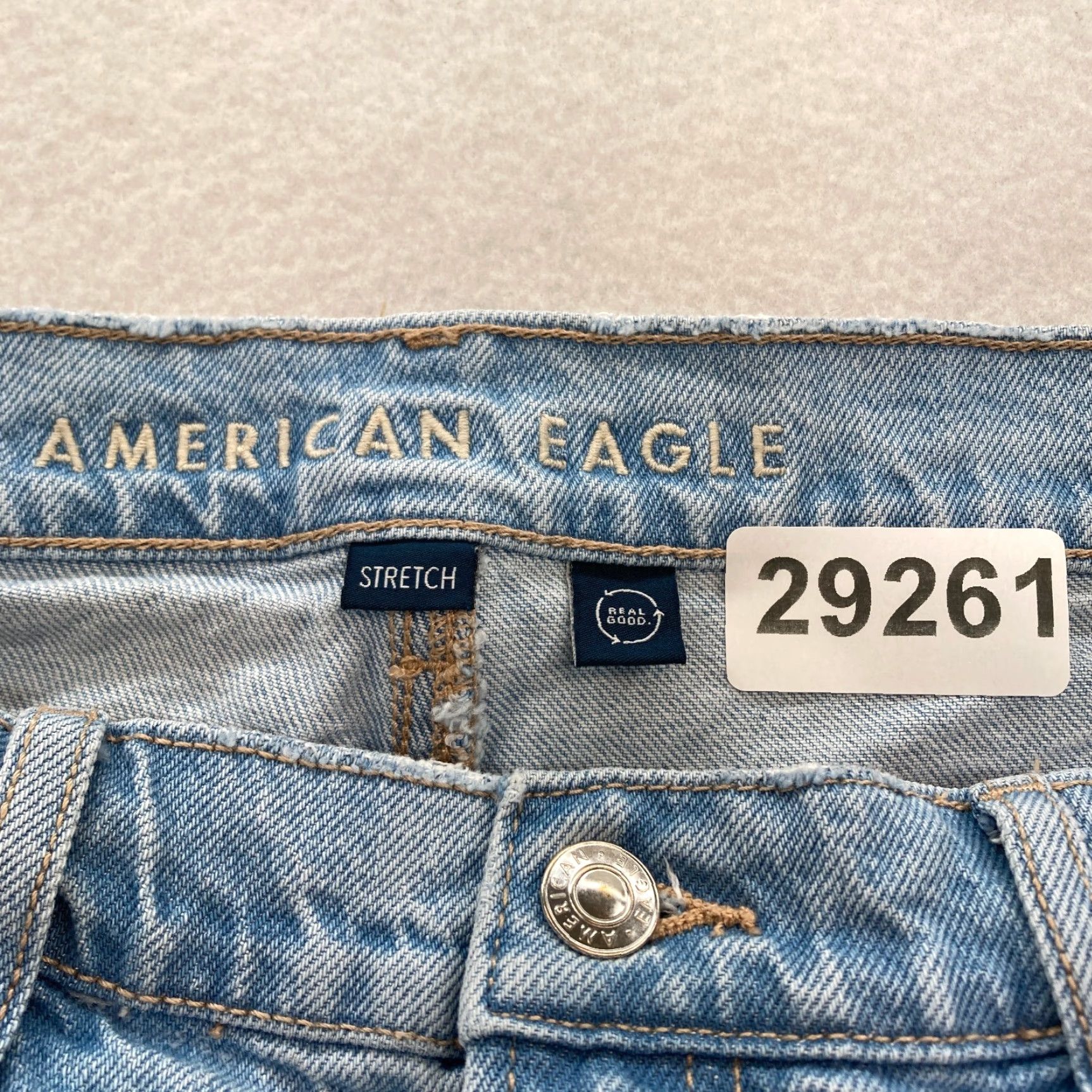 American Eagle Outfitters American Eagle Jeans Women's 12 Short Relaxed Straight Blue Denim Distressed Y2K Jeans Size 34" / US 12 / IT 48 - 5 Thumbnail