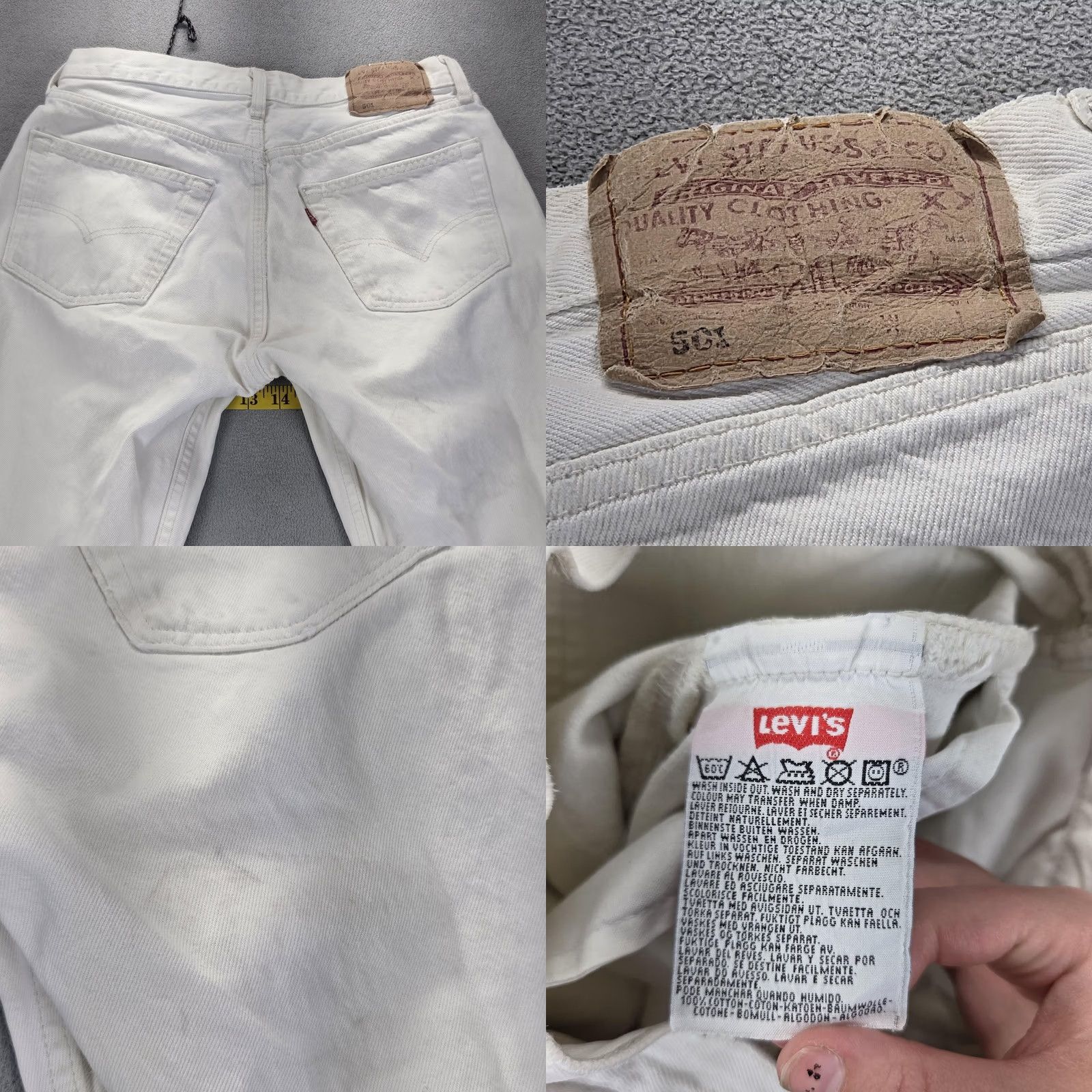 Levi's VINTAGE Levi's 501 Jeans Mens White Light Wash Straight Button Fly 28x31 Fits 28x31 Mens Jeans White Light Wash 501 Straight Button Fly USA Size US 28 / EU 44 - 10 Thumbnail
