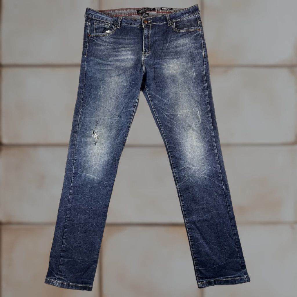 Vintage Waimea Jeans Mens Slim 40x34 Denim Blue 5-Pocket Stretch Distressed 90s Grunge Hip Hop Vintage? Size US 40 / EU 56 - 1 Thumbnail