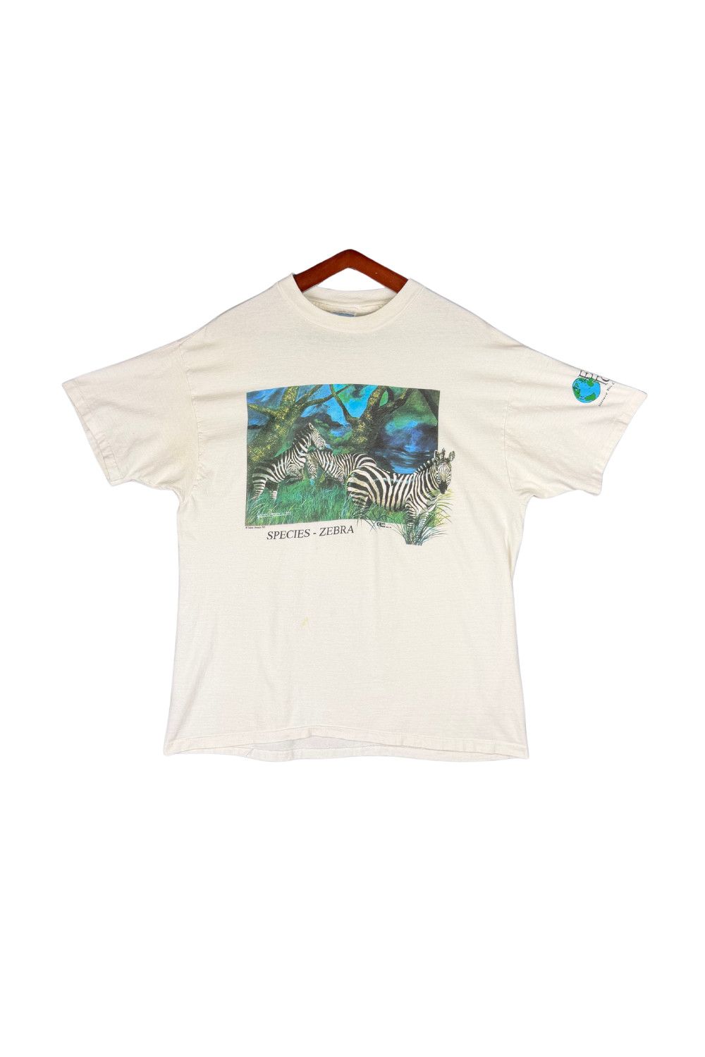 Hanes Vintage 1992 Zebra Wildlife Tee Earth Tones Single Stitch Size US XL / EU 56 / 4 - 1 Thumbnail
