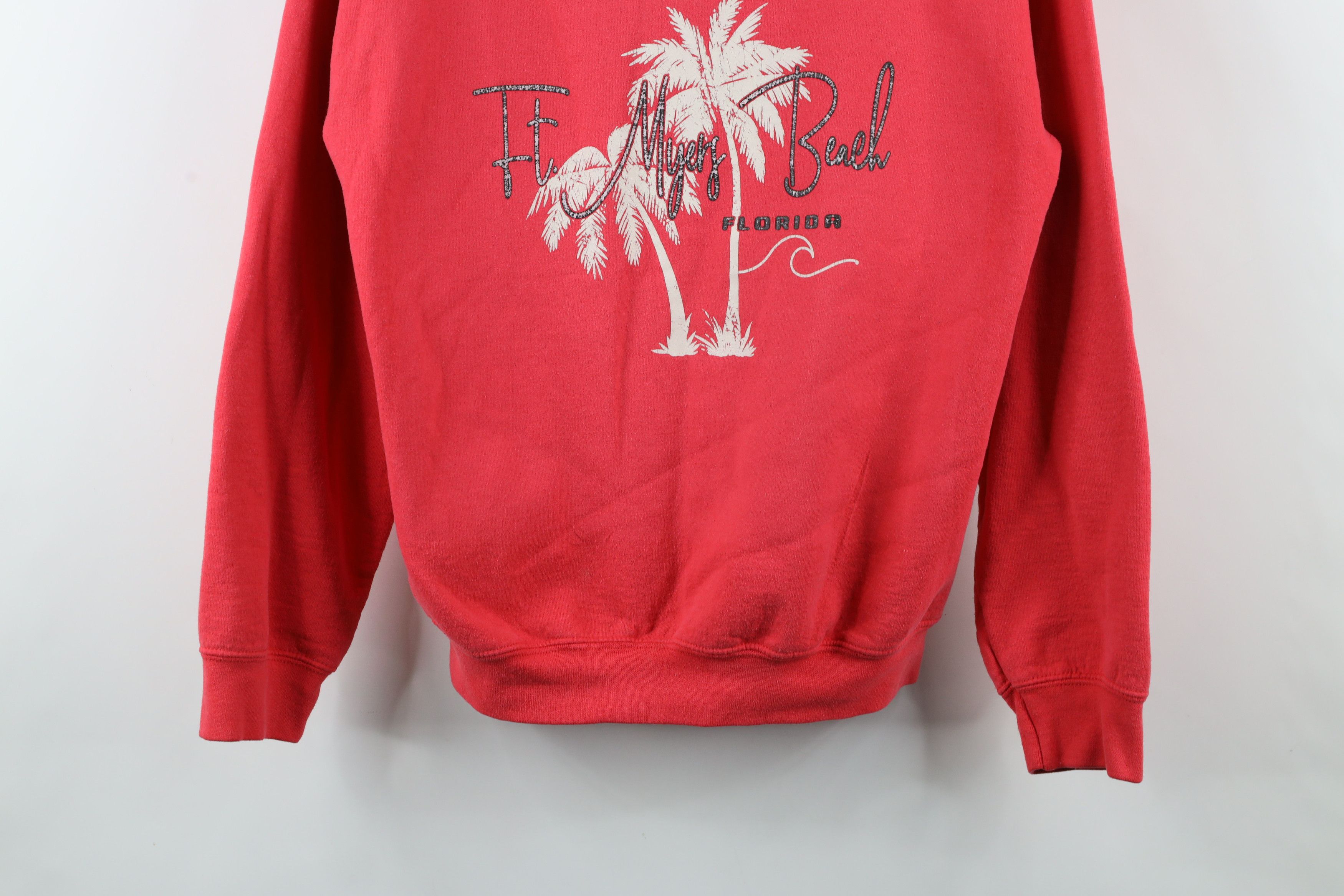 Vintage Vintage 90s Spell Out Ft Myers Beach Florida Sweatshirt Pink Size L / US 10 / IT 46 - 3 Thumbnail