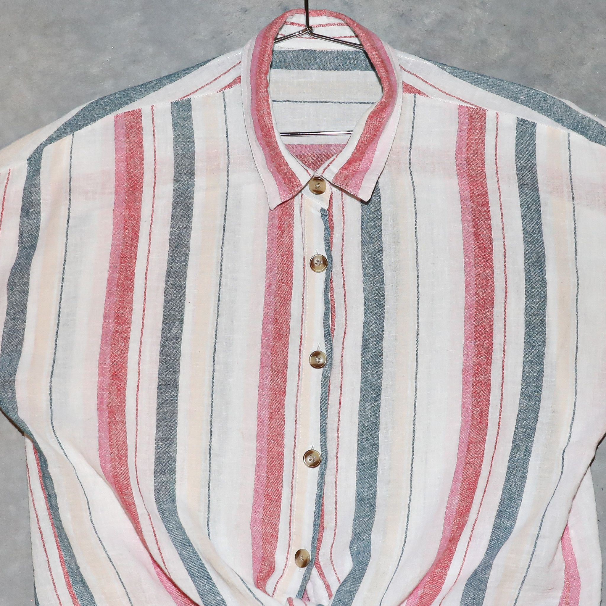 Vintage Boho Festival Stripe Linen Crop Top Size Medium Size M / US 6-8 / IT 42-44 - 2 Thumbnail