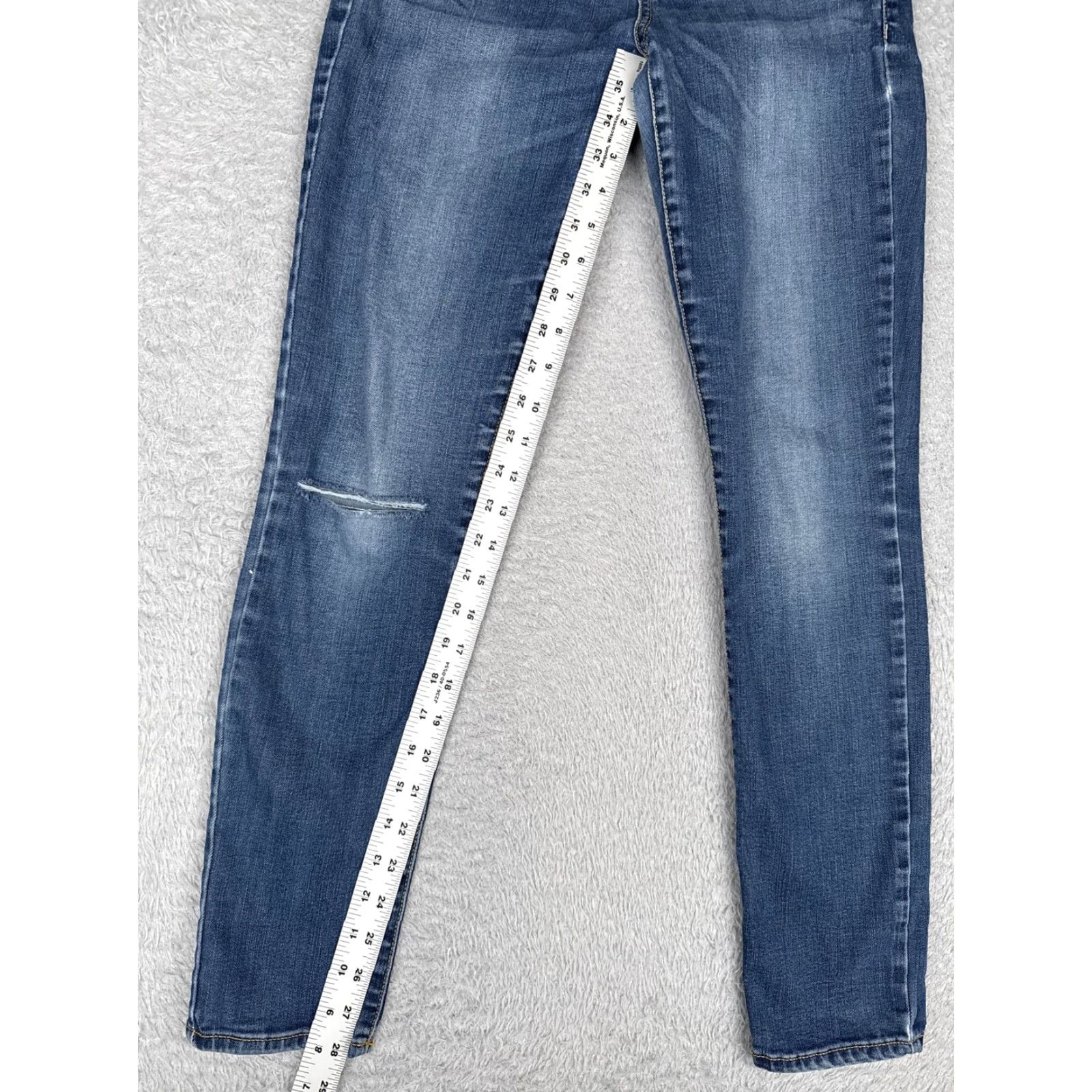 Vintage Arizona Jean Co Jeans Womens 12 Blue Super Skinny Mid Rise Distressed Stretch Size 28" / US 6 / IT 42 - 7 Thumbnail