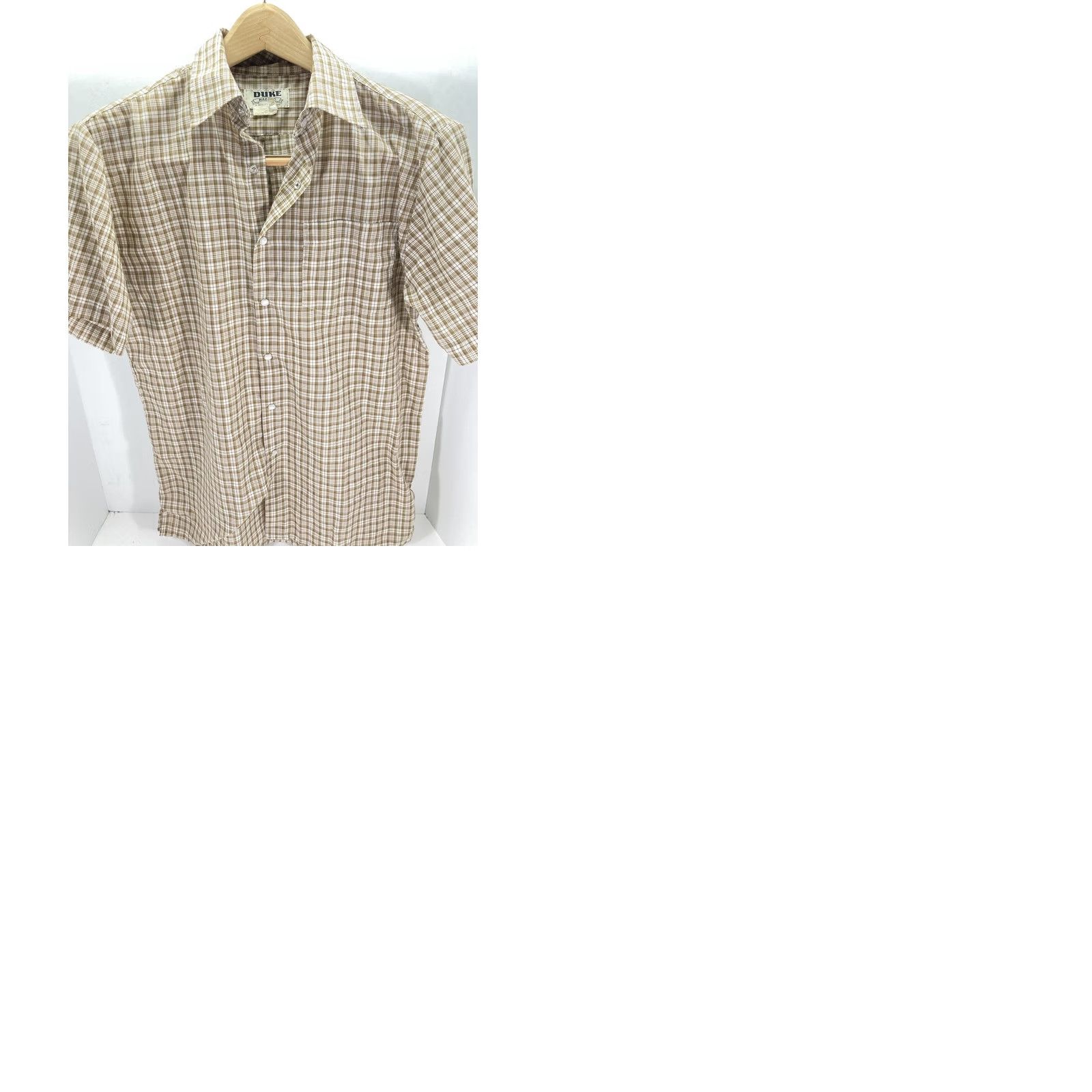 Haband Haband Duke Pearl Snap Shirt Men Size M Beige Check Short Sleeve Western Shirt Size US M / EU 48-50 / 2 - 9 Thumbnail
