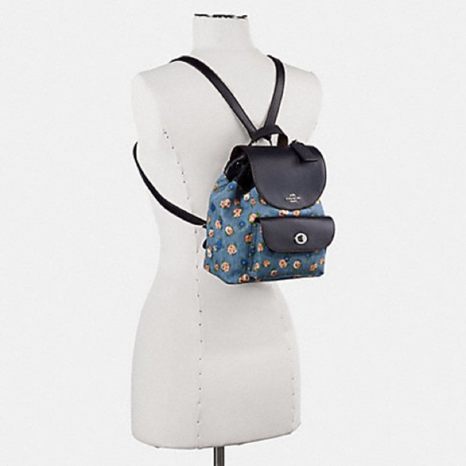 Coach Coach Floral Mini Billie Backpack In Printed Denim & Leather Size ONE SIZE - 2 Thumbnail